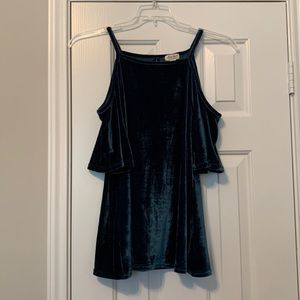 Velvet dark green/blue of the shoulder top